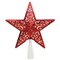 Northlight 8.5" Red Glitter 5 Point Star Cut-Out Christmas Tree Topper - Clear Lights